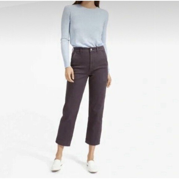 Everlane Cropped Straight Regular Jeans Women's Sz 0 Gray Hi Rise Utility Casual - Picture 1 of 8